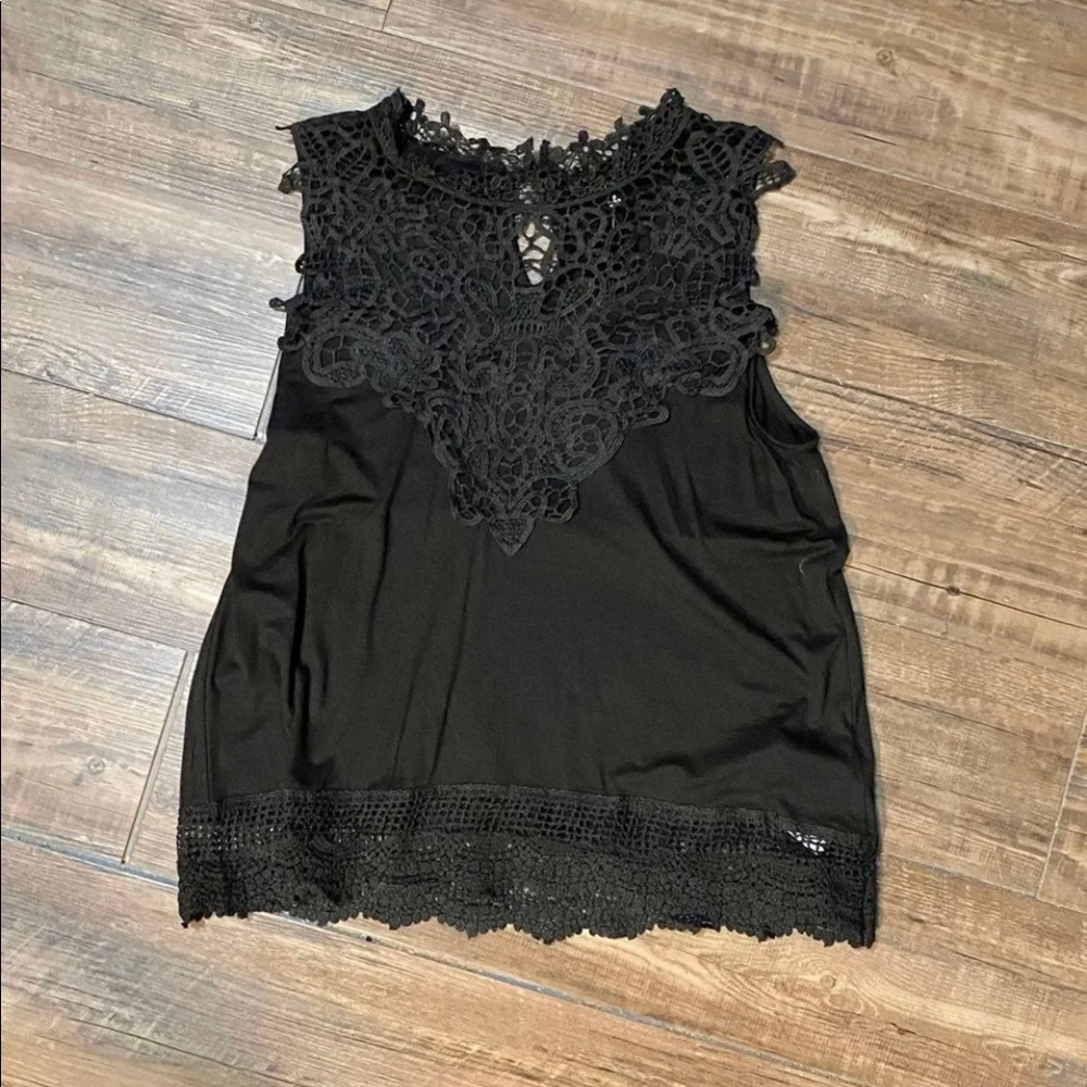 Sleeveless top with crochet lace detail